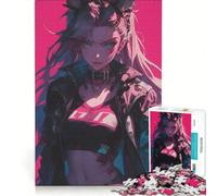Puzzle da 1000 pezzi Neon Anime Fury Girl gioco per famiglie assemblaggio di motivi con pezzi di forma casuale completamente ad incastro 38x52cm