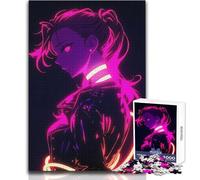 Puzzle da 1000 pezzi - Neon Anime Girl Calma Piacevole Tempo libero Divertimento Stretto Senza Cuciture Precisione Giocattolo Dimensioni 50x75cm