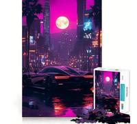 Puzzle da 1000 pezzi Neon City e auto sportive per ragazzi, puzzle rilassante per la mente, arte da assemblare, regalo di alta qualità (50x75cm)