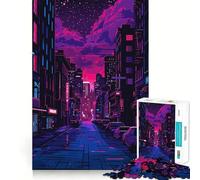 Puzzle da 1000 pezzi Neon Cyberpunk City per adolescenti, giocattolo divertente e stimolante, con dettagli nitidi e opere d'arte da collezione (38x26cm)