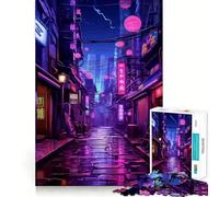 Puzzle da 1000 pezzi Neon Cyberpunk Giappone per adolescenti, per migliorare la memoria, senza stress, con design e assemblaggio rilassanti, regalo speciale (50x75cm)