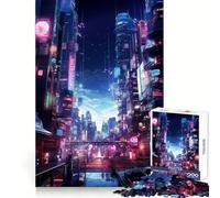 Puzzle da 1000 pezzi Neon Japan Cyber Punk City per adulti, gioco di concentrazione e divertimento, con bordi netti, ideale come regalo di Babbo Natale (38x52cm)