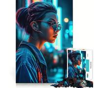 Puzzle da 1000 pezzi Neon Lofi Cyberpunk per adulti, gioco per allenare la mente, divertimento rilassante, assemblaggio artistico, opera d'arte (50x75cm)