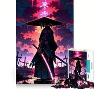 Puzzle da 1000 pezzi Neon Samurai in A Graveyard per adulti, ideale per rafforzare la memoria, rilassarsi e godersi un momento di qualità, perfetto come regalo di compleanno (38x52cm)