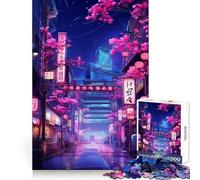 Puzzle da 1000 pezzi Neon Tokyo Sakura Street per adulti, gioco intelligente, rilassante e divertente, con un motivo da assemblare, un regalo elegante (50x75cm)