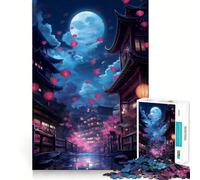 Puzzle da 1000 pezzi Neon Tokyo Sakura Street per adulti, un gioco stimolante per il tempo libero, con tagli precisi e oggetti da collezione (50x75cm)