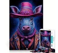 Puzzle da 1000 pezzi Neon Zebra Cowboy per ragazzi, gioco di logica, hobby silenzioso, bordi lisci, (38x52cm)