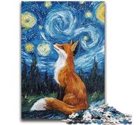Puzzle da 1000 pezzi Night Sky Fox per adulti e ragazzi, difficile da completare ma divertente e umoristico regalo di compleanno, regali, arte murale (38x26cm)