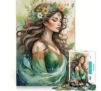 Puzzle da 1000 pezzi "Ninfa della foresta ad acquerello" per adulti,gioco di memoria,incastro perfetto senza spazi vuoti,attività rilassante per la pausa mentale (38x52cm)