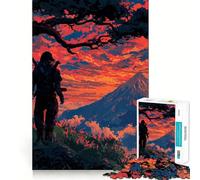 Puzzle da 1000 pezzi "Ninja al tramonto sul Monte Fuji" per ragazzi, gioco intelligente, immagine da assemblare per un momento di relax, regalo perfetto (50x75cm)