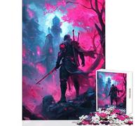 Puzzle da 1000 pezzi - Ninja cyberpunk nella città dei ciliegi in fiore Decorazione per la casa Giocattoli Regali di compleanno Gioco educativo Allena il tuo cervello e le tue mani Dimensioni 38x52cm