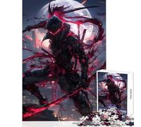 Puzzle da 1000 pezzi ninja rosso luna piena giocattoli antistress ottimo regalo per giochi educativi collezione di artisti belle arti dimensioni 38x26cm