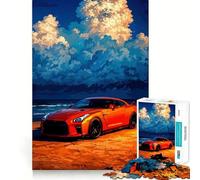 Puzzle da 1000 pezzi Nissan GT-R sulla spiaggia per adulti Puzzle che migliora la memoria, ideale per il tempo libero, con taglio preciso Regalo perfetto per le vacanze (38x26cm)