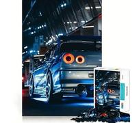 Puzzle da 1000 pezzi,Nissan Skyline R blu,vista posteriore,disegno ritagliato con precisione,sfida intelligente e divertente,gioco di svago,regalo di Natale 38x52cm