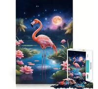 Puzzle da 1000 pezzi "Notte con fenicotteri rosa" per adolescenti, ideale per migliorare la memoria, rilassarsi e divertirsi, con bordi precisi Regalo creativo (38x52cm)