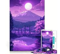 Puzzle da 1000 pezzi Notte di montagna viola per adolescenti, gioco di logica e abilità, momento di serenità, taglio preciso, (38x52cm)