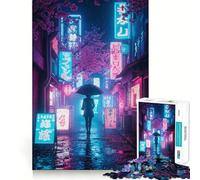 Puzzle da 1000 pezzi "Notte piovosa di Tokyo al neon" per adulti, gioco intelligente e rilassante, assemblaggio di motivi, regalo elegante (38x26cm)
