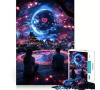 Puzzle da 1000 pezzi "Notte romantica sotto la luna" per adulti, gioco di logica e divertimento rilassante, taglio preciso, regalo di Natale (50x75cm)