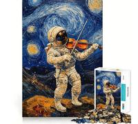 Puzzle da 1000 pezzi "Notte stellata, astronauta, violino" di Van Gogh, ideale per adolescenti, gioco rilassante e antistress, taglio di alta qualità, regalo elegante 50x75cm