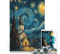 Puzzle da 1000 pezzi "Notte stellata - Chiesa" gioco rompicapo rilassante e stimolante per la mente ideale come regalo per tutta la famiglia 38x52cm