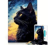 Puzzle da 1000 pezzi "Notte stellata con gatti",taglio preciso,arte,logica,gioco di pensiero,gioco tranquillo,attività per compleanno (50x75cm)