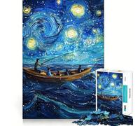 Puzzle da 1000 pezzi Notte stellata con pesca per ragazzi, gioco di logica, passatempo rilassante, taglio preciso, 38x26cm