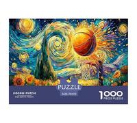 Puzzle da 1000 pezzi "Notte stellata di basket": basket su un campo vorticoso per adulti e adolescenti, gioco educativo di decompressione, 70x50 cm/1000 pezzi