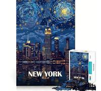 Puzzle da 1000 pezzi "Notte stellata di New York" per ragazzi, gioco stimolante per la mente, facile da assemblare, regalo elegante (38x26cm)
