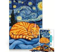 Puzzle da 1000 pezzi "Notte stellata - Gatto che dorme" per adulti, gioco intelligente per interni, taglio liscio, Babbo Natale, scegli il tuo desiderio 50x75cm