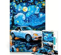 Puzzle da 1000 pezzi "Notte stellata" Mazda Miata per adulti e ragazzi, gioco cognitivo, svago divertente, assemblaggio di modelli, regalo festivo 50x75cm