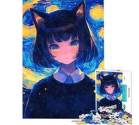Puzzle da 1000 pezzi "Notte stellata" Nekomimi per ragazzi gioco educativo e stimolante per tutta la famiglia ideale come regalo (dimensioni 38x52cm)