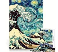 Puzzle da 1000 pezzi "Notte stellata - Onde giapponesi" per adulti, gioco intelligente per interni, taglio liscio, Babbo Natale, scegli il tuo desiderio 38x26cm