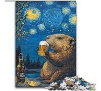 Puzzle da 1000 pezzi "Notturno cielo birra capibara" per adulti e ragazzi, stimola l'intelligenza cerebrale, giocattoli avvincenti per la decorazione della casa (26x38cm)