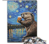 Puzzle da 1000 pezzi "Notturno nel cielo" con birra e capibara per adulti e ragazzi, perfetto per trascorrere il tempo in casa e migliorare l'amore tra coppie (26x38cm)
