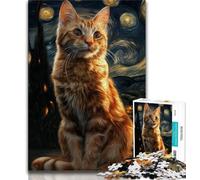 Puzzle da 1000 pezzi "Notturno nel cielo con gatto" per adulti e adolescenti, difficile da completare ma divertente e spiritoso, un'idea regalo e un arredamento per la casa unici (38x26cm)