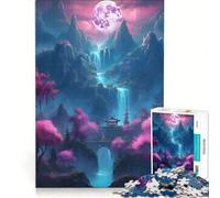 Puzzle da 1000 pezzi Oasi di ciliegi in fiore al neon gioco educativo antistress compleanno e Natale 38x26cm