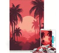 Puzzle da 1000 pezzi "Oasi di palme" gioco impossibile taglio di precisione con pezzi di forma casuale completamente ad incastro 38x52cm