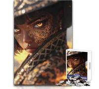 Puzzle da 1000 pezzi "Occhi d'oro, sguardo ardente" per adolescenti, gioco educativo per lo sviluppo delle competenze, regalo perfetto per momenti speciali, dimensioni 38x26cm