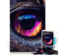 Puzzle da 1000 pezzi "Occhio di gufo al neon" per adulti, gioco intelligente, rilassante, divertente, da assemblare, regalo elegante (50x75cm)