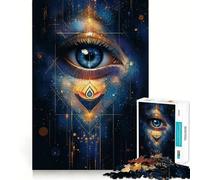 Puzzle da 1000 pezzi "Occhio Mistico con Geometria Dorata" per Adolescenti, per Rafforzare la Memoria, Per il Tempo Libero a Casa, Bordi Puliti, Regalo Prezioso (50x75cm)