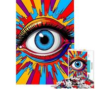 Puzzle da 1000 pezzi - Occhio psichedelico con raggi colorati Difficile e stimolante ma divertente e umoristico Gioco impossibile per ragazzi dai 14 anni in su (38x26cm)