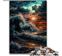 Puzzle da 1000 pezzi "Oceano in tempesta" in legno, livello principiante, ideale come regalo di compleanno e per le feste, 50x75cm, attività per adulti e famiglie, regalo fai da te per la casa