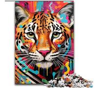 Puzzle da 1000 pezzi Ocelot Graffiti in cartone per adulti, dimensioni: 38x26cm, rompicapo stimolante, attività per famiglie, arredamento per la casa, regalo di Natale