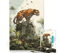 Puzzle da 1000 pezzi Ocelot nella giungla per adulti, gioco stimolante per la mente, ideale per il tempo libero, con dettagli nitidi (38x52cm)