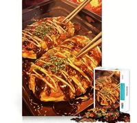 Puzzle da 1000 pezzi Okonomiyaki con bacchette Arte digitale Taglio preciso Gioco di abilità cognitive Divertimento per il tempo libero Regalo di Natale rilassante (38x26cm)
