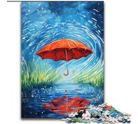 Puzzle da 1000 pezzi "Ombrello rosso in una giornata piovosa", giocattolo educativo intellettuale decomprimente, gioco educativo per compleanno, Natale, 38x26cm