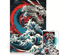 Puzzle da 1000 pezzi "Onda del Drago" giapponese, gioco impossibile, attività divertenti da fare in casa, collezione d'artista, belle arti 38x26cm