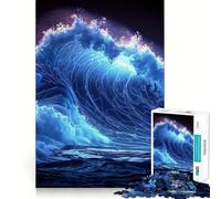 Puzzle da 1000 pezzi "Onda dell'oceano al chiaro di luna" per adolescenti, gioco cognitivo, passatempo rilassante, bordo premium, lista dei desideri di Babbo Natale (38x26cm)