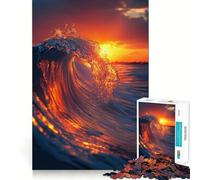 Puzzle da 1000 pezzi "Onda dell'oceano al tramonto" per ragazzi, gioco di logica e abilità, morbido, rilassante, taglio preciso, regalo prezioso (38x52cm)