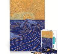 Puzzle da 1000 pezzi "Onde al tramonto" in stile Gustav per adulti, gioco di puzzle rilassante e divertente, taglio di alta qualità, regalo di compleanno 38x52cm